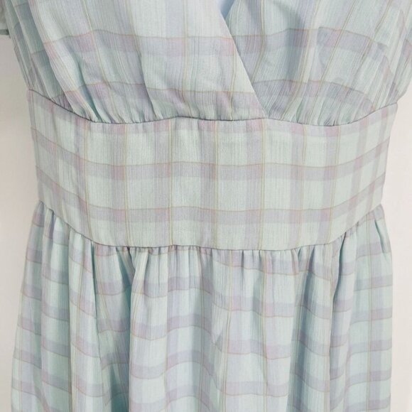 Emporio Armani Check Print Chiffon Dress US Size 2 Midi Length Blue - Picture 7 of 14